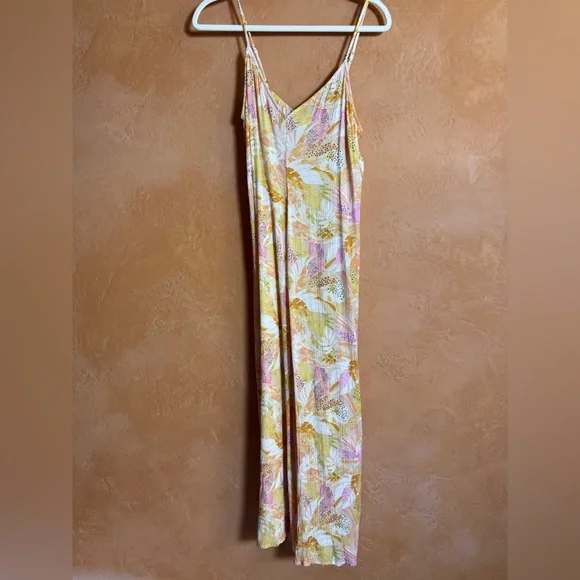 O’Neill Women’s Medium Tropical Wide Leg Jumpsuit Bundle Blue & Yellow - Picture 5 of 9